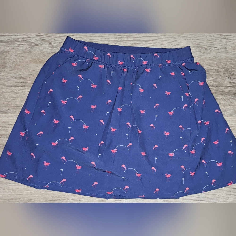 Kyodan Navy Skirt with Pink Flamingo Design